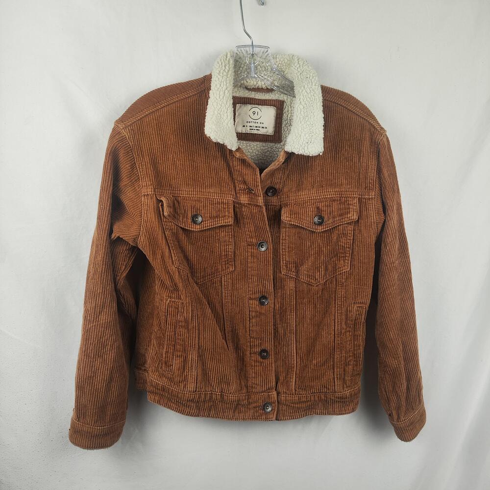 Cotton On Jacket Womens 2 Brown Corduroy Sherpa Lined Button Pockets Cozy